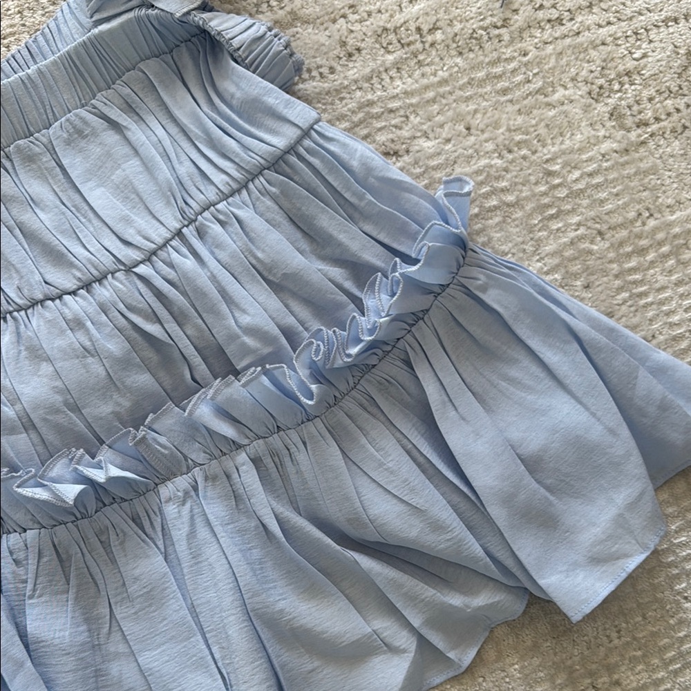 Light Blue Ruffled Women's Top - Picture 5 of 7